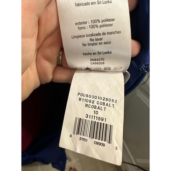 David’s Bridal Cobalt Blue Rhinestone Waist Bridesmaid Formal Dress 10 L W11092 - Picture 14 of 16